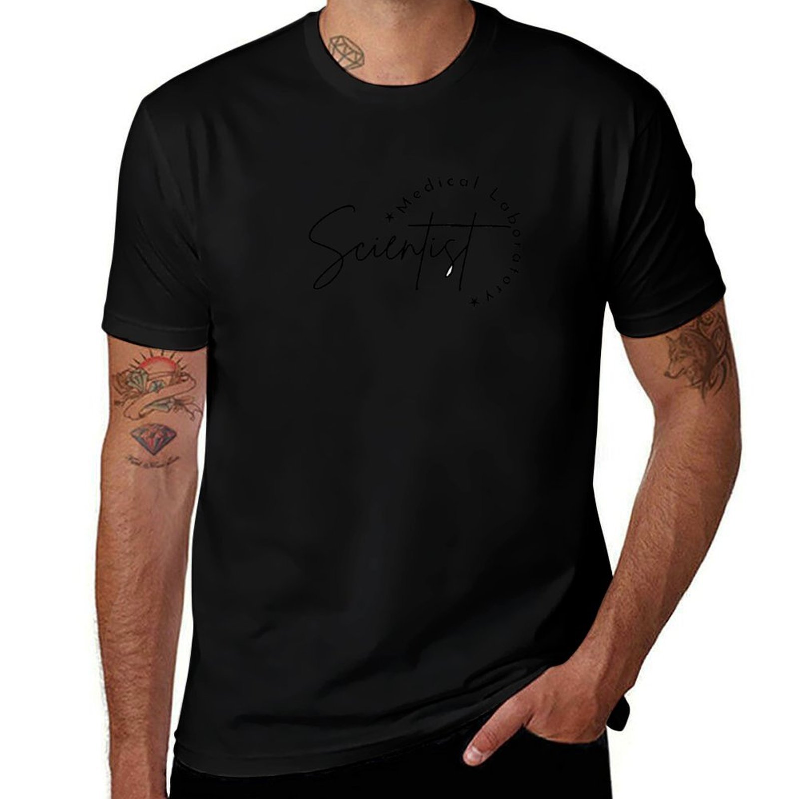 Medical Lab Design - T-shirt en coton basique anti-rétrécissement pour
